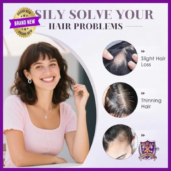 10 Inch Human Hair Topper with Silk Base and Bangs for Thinning Hair